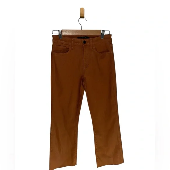 Joes Jeans Coated Dark Orange Neutral Chic Wide Leg Pants, Shiny Size 27 - Picture 3 of 8